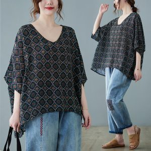 Art retro fat T-shirt short sleeve loose tops